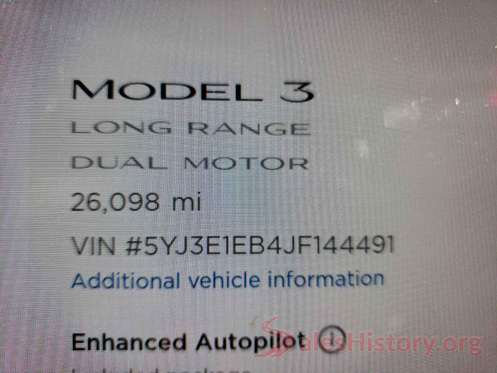 5YJ3E1EB4JF144491 2018 TESLA MODEL 3