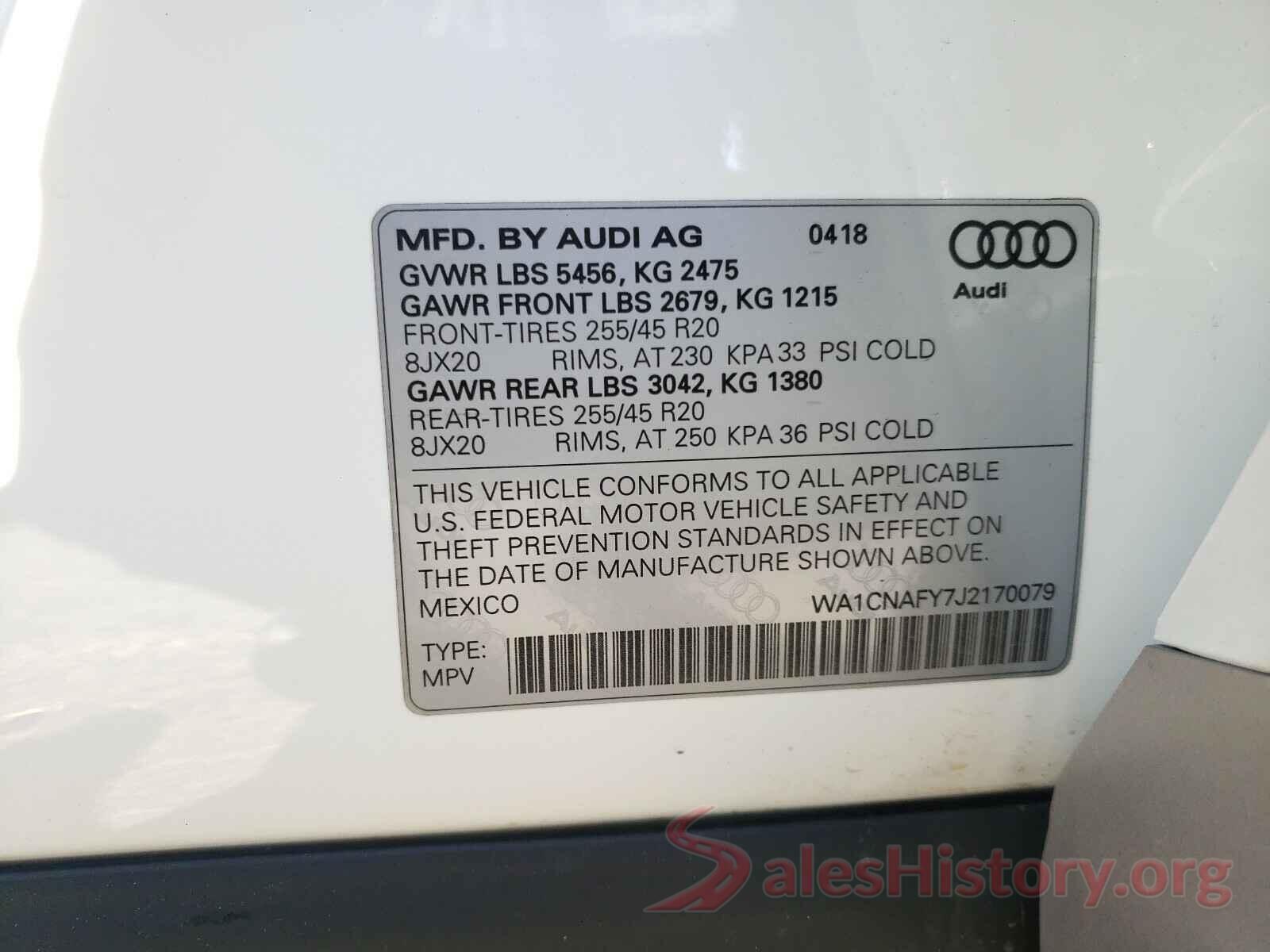 WA1CNAFY7J2170079 2018 AUDI Q5