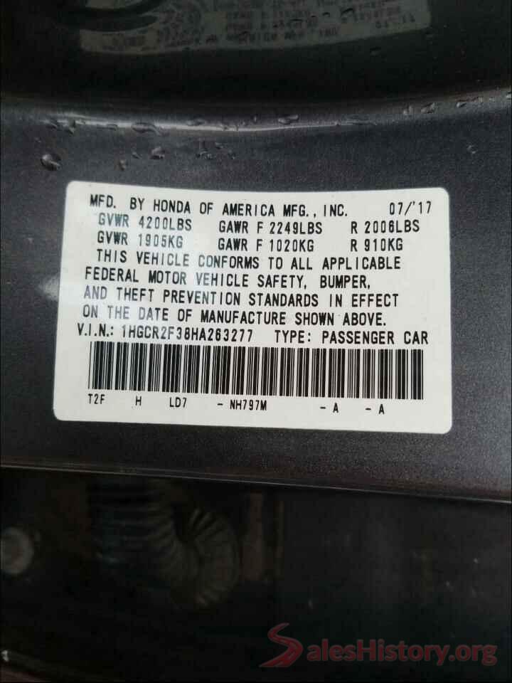 1HGCR2F38HA263277 2017 HONDA ACCORD