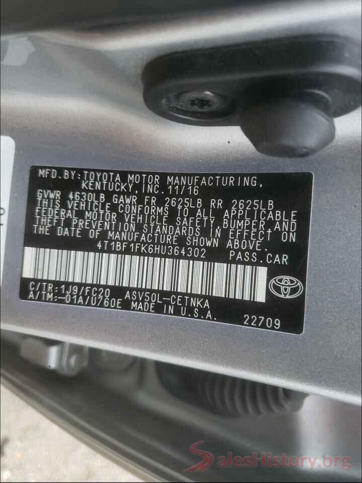 4T1BF1FK6HU364302 2017 TOYOTA CAMRY