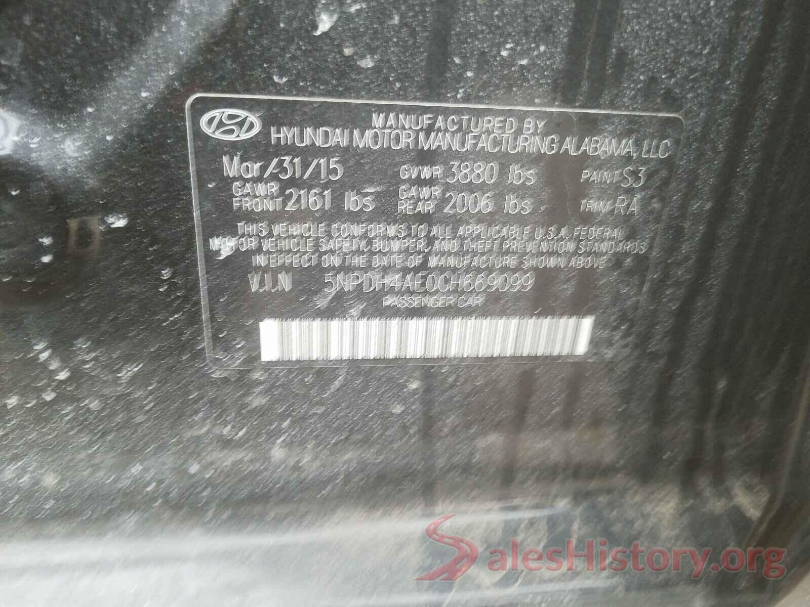 5NPDH4AE0GH669099 2016 HYUNDAI ELANTRA