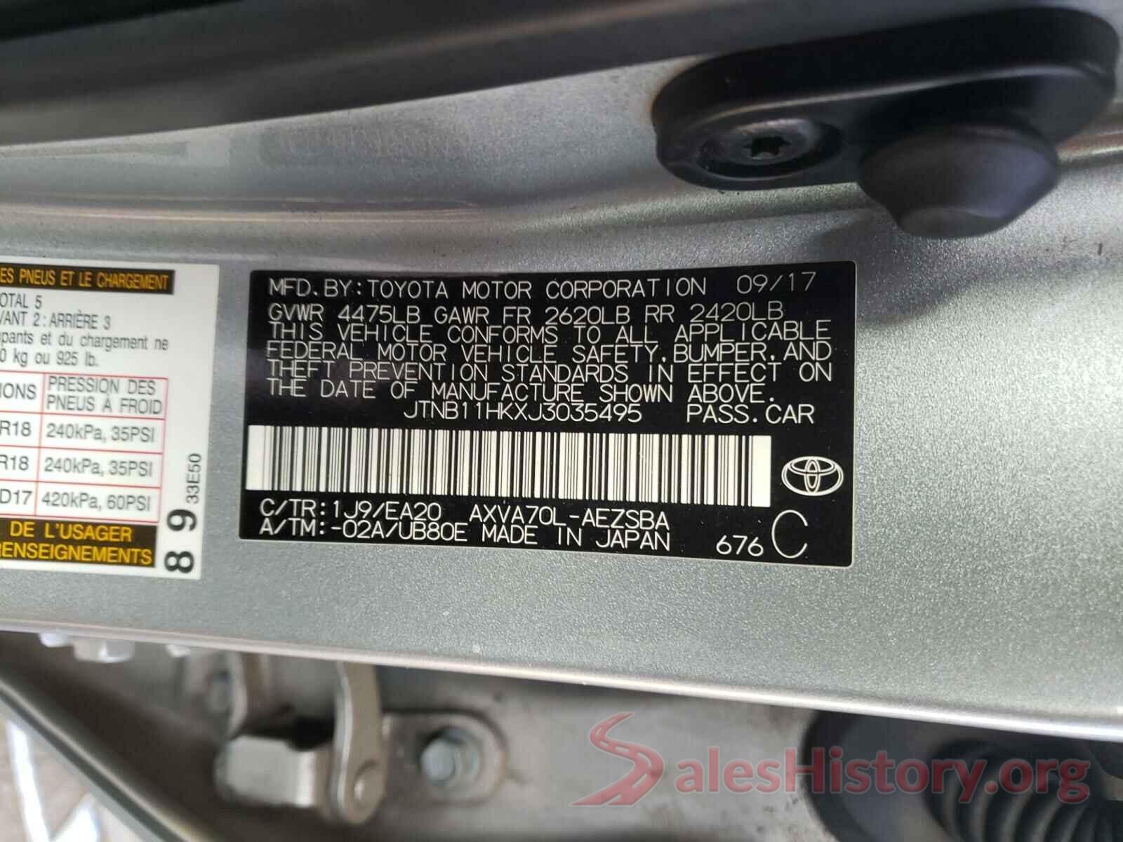 JTNB11HKXJ3035495 2018 TOYOTA CAMRY