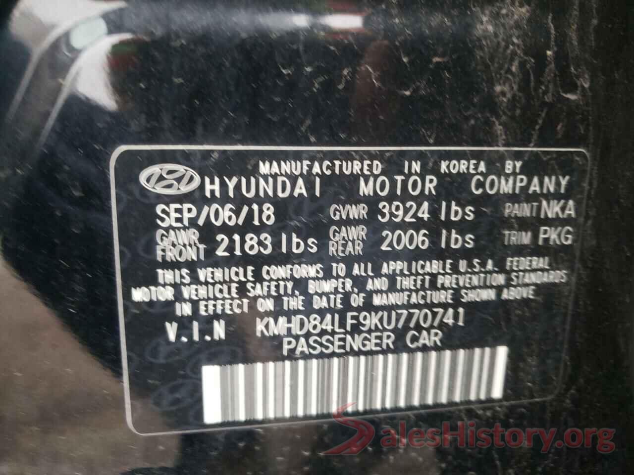 KMHD84LF9KU770741 2019 HYUNDAI ELANTRA