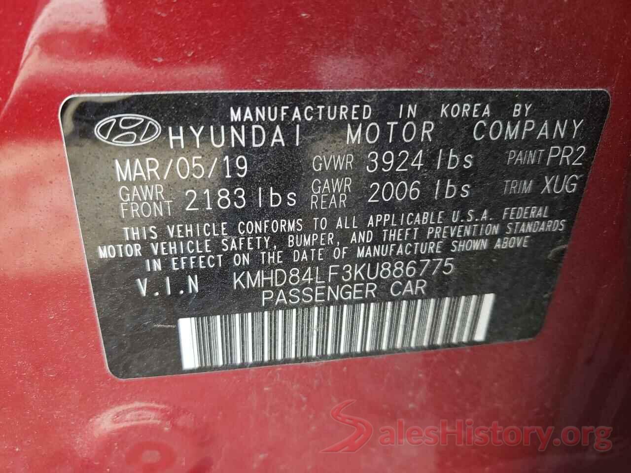 KMHD84LF3KU886775 2019 HYUNDAI ELANTRA