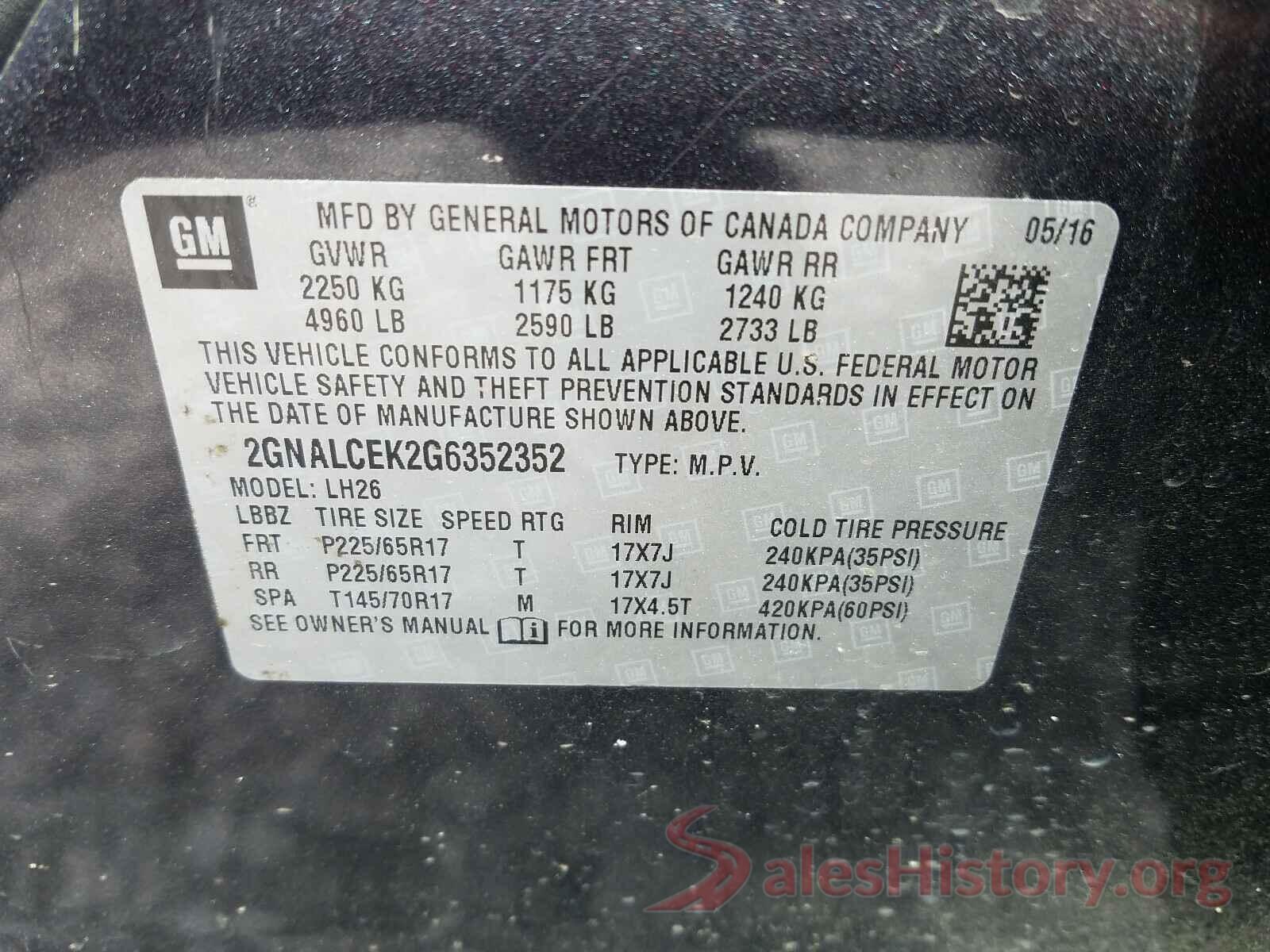 2GNALCEK2G6352352 2016 CHEVROLET EQUINOX