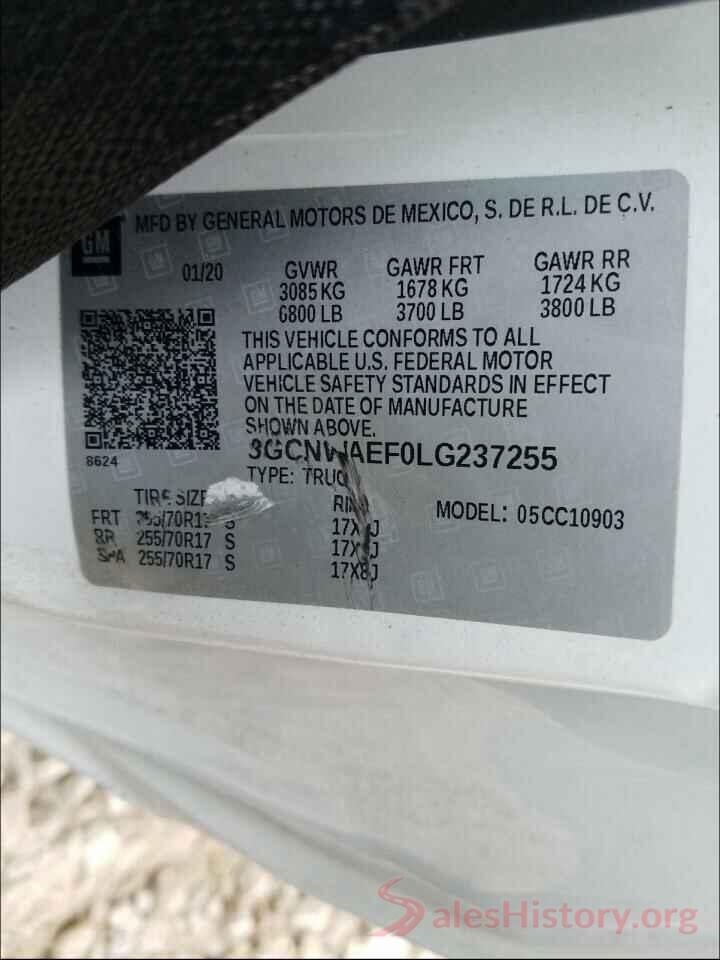 3GCNWAEF0LG237255 2020 CHEVROLET SILVERADO