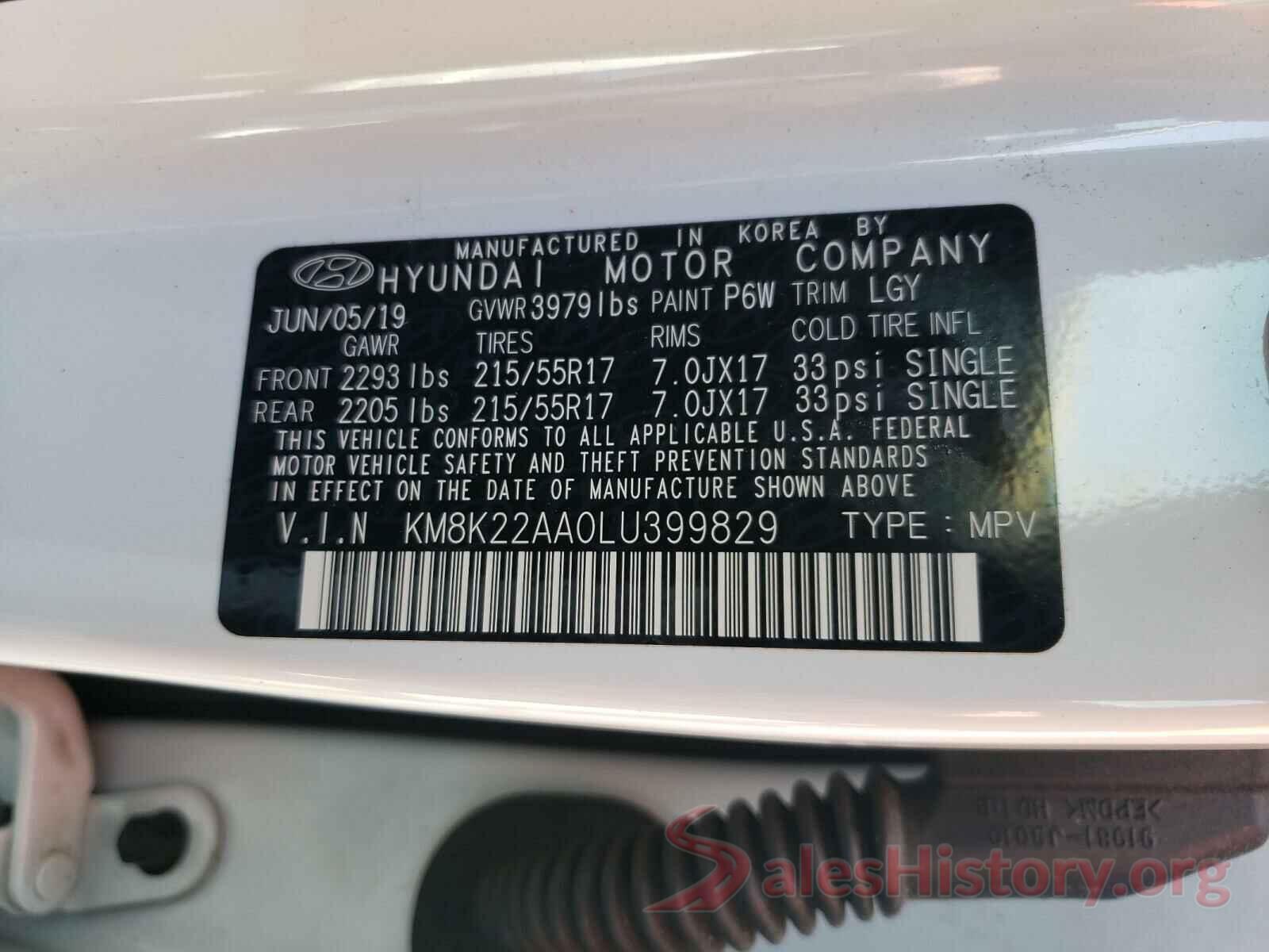 KM8K22AA0LU399829 2020 HYUNDAI KONA