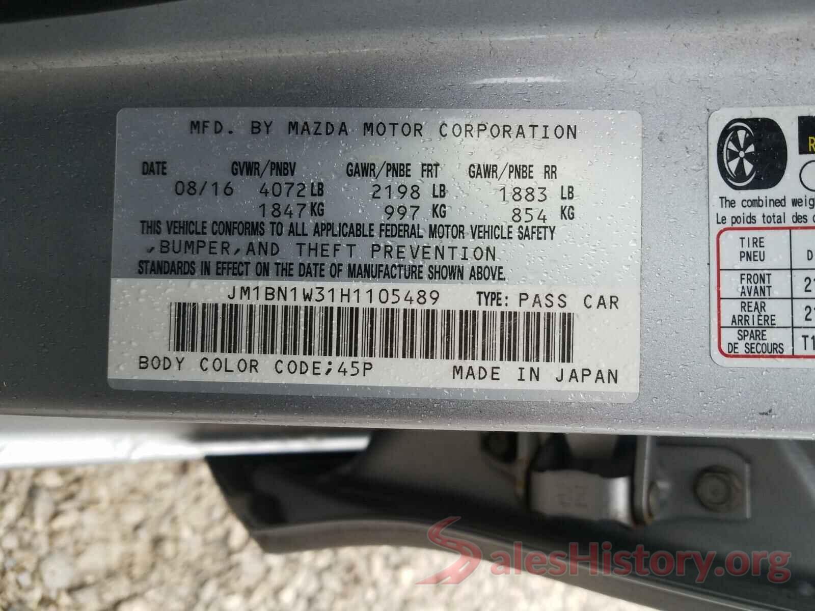 JM1BN1W31H1105489 2017 MAZDA 3