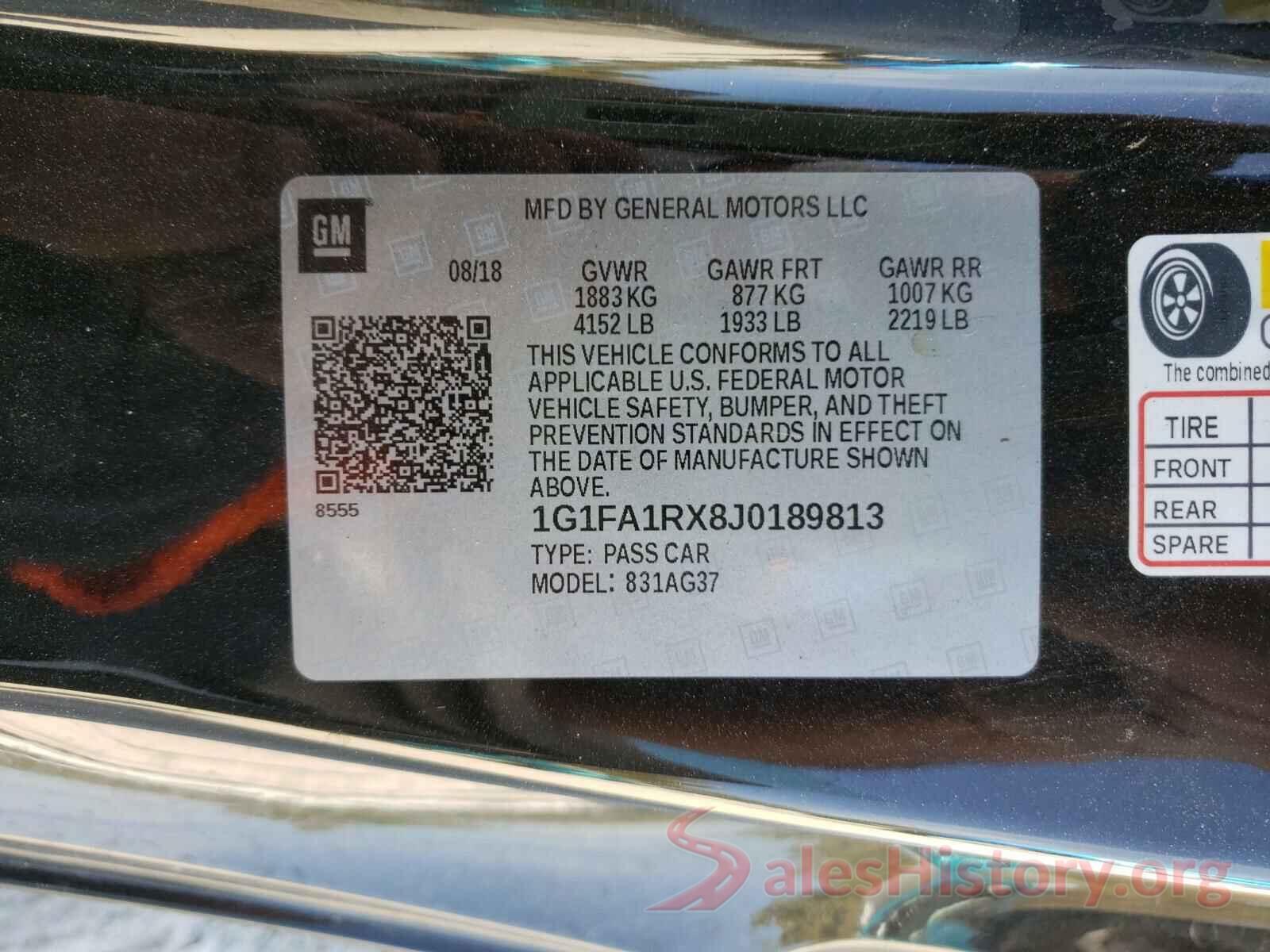 1G1FA1RX8J0189813 2018 CHEVROLET CAMARO