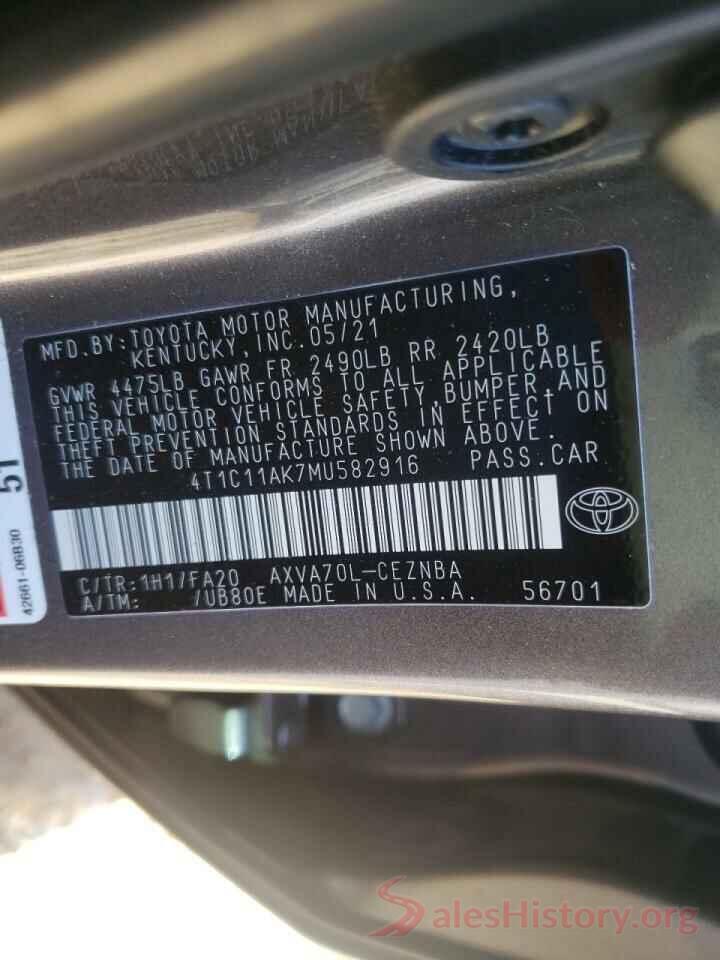 4T1C11AK7MU582916 2021 TOYOTA CAMRY