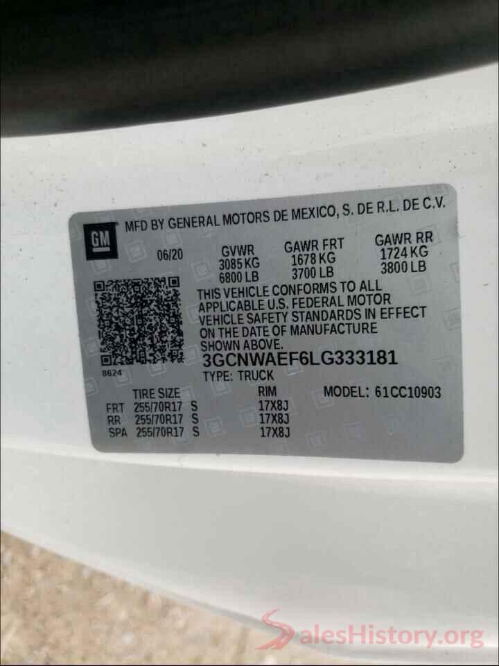 3GCNWAEF6LG333181 2020 CHEVROLET SILVERADO