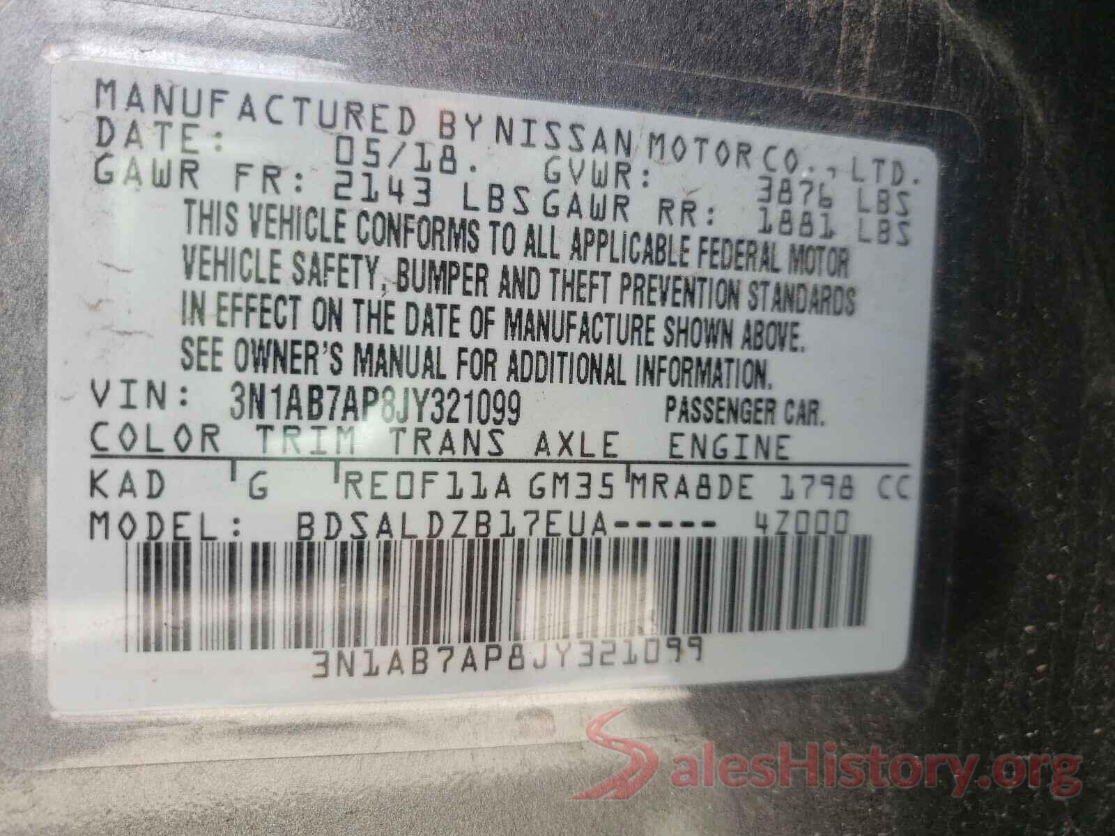 3N1AB7AP8JY321099 2018 NISSAN SENTRA