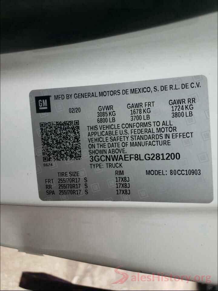 3GCNWAEF8LG281200 2020 CHEVROLET SILVERADO