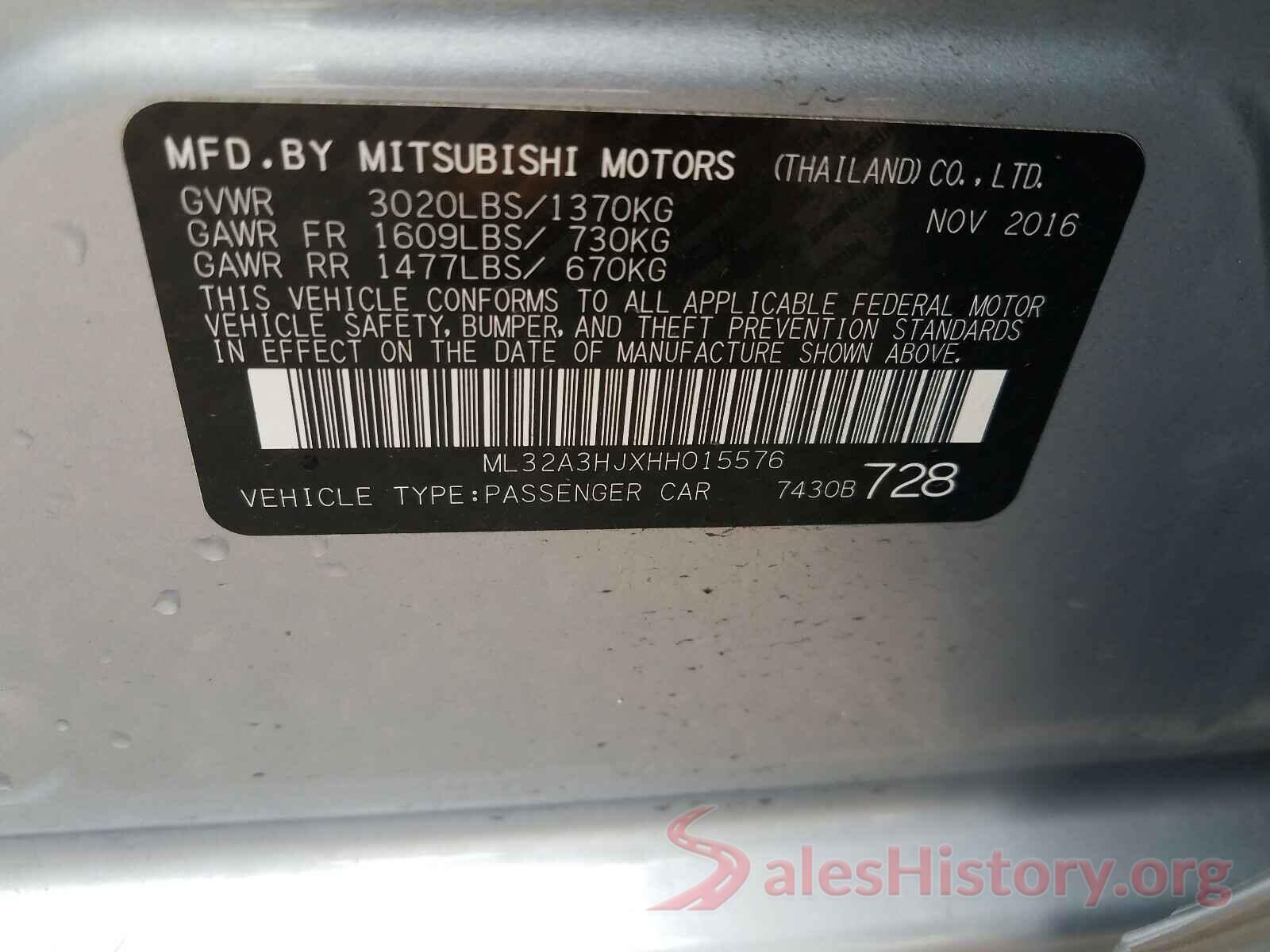 ML32A3HJXHH015576 2017 MITSUBISHI MIRAGE