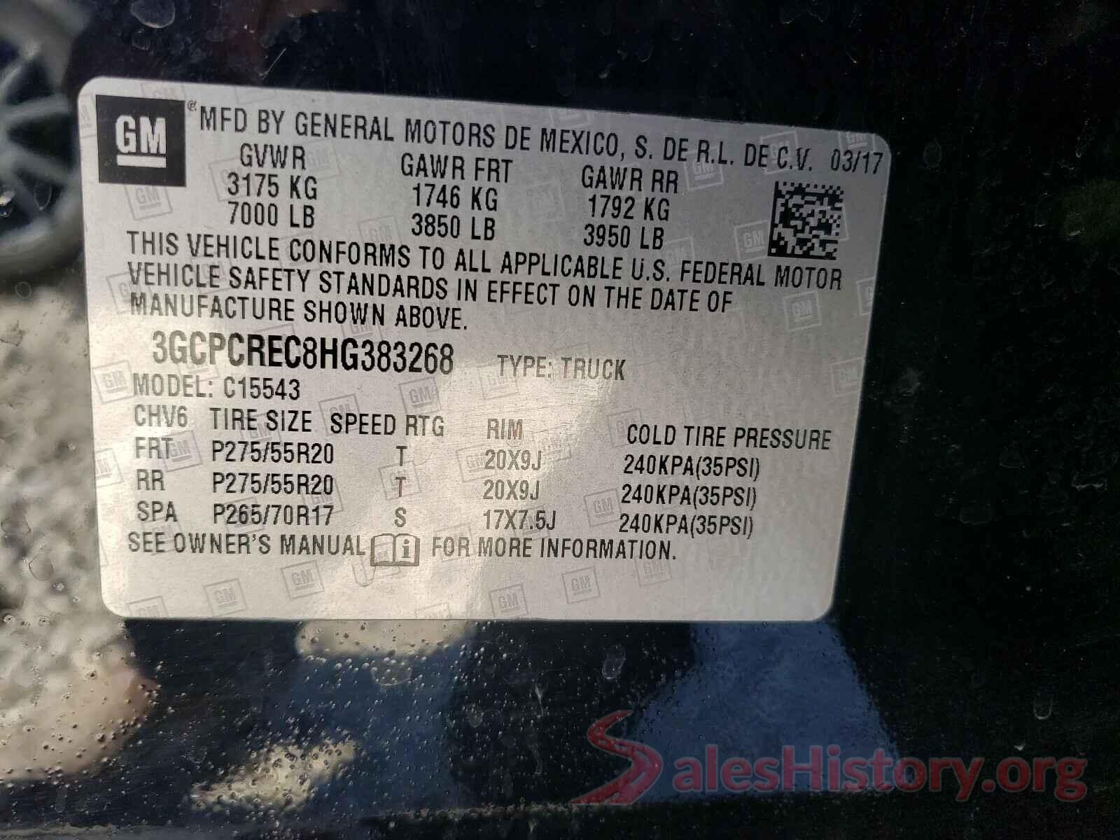 3GCPCREC8HG383268 2017 CHEVROLET SILVERADO