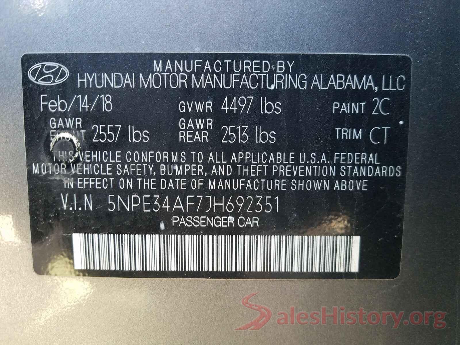 5NPE34AF7JH692351 2018 HYUNDAI SONATA