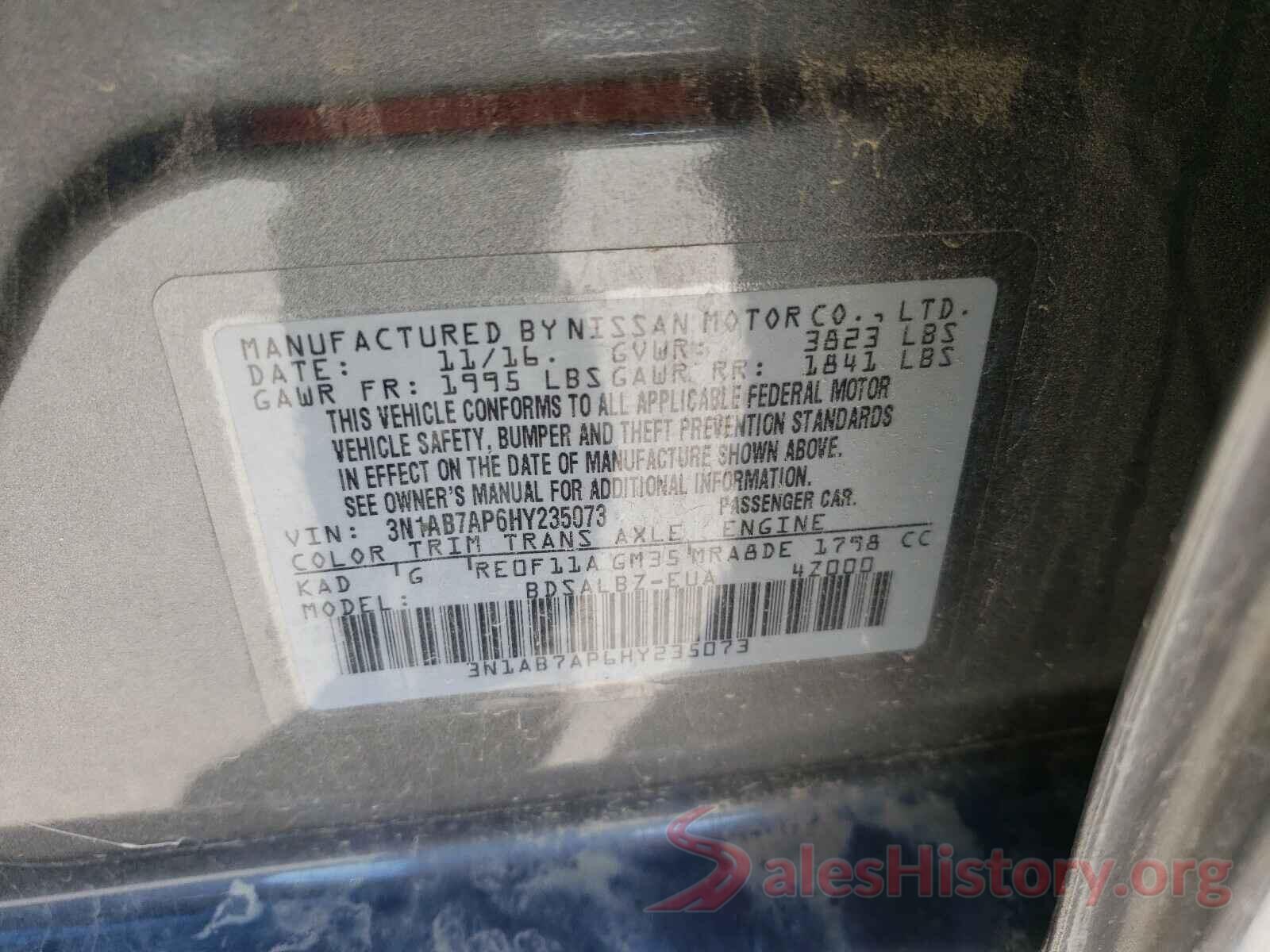 3N1AB7AP6HY235073 2017 NISSAN SENTRA