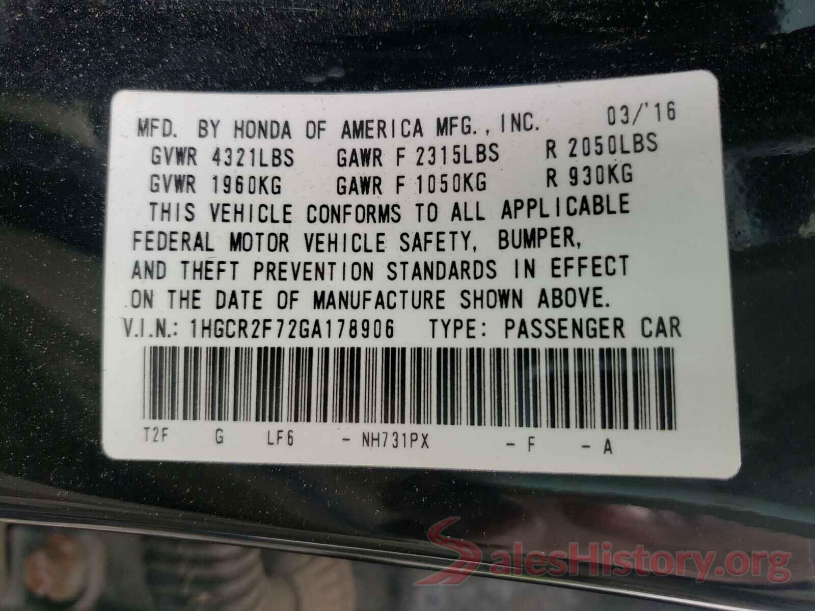 1HGCR2F72GA178906 2016 HONDA ACCORD