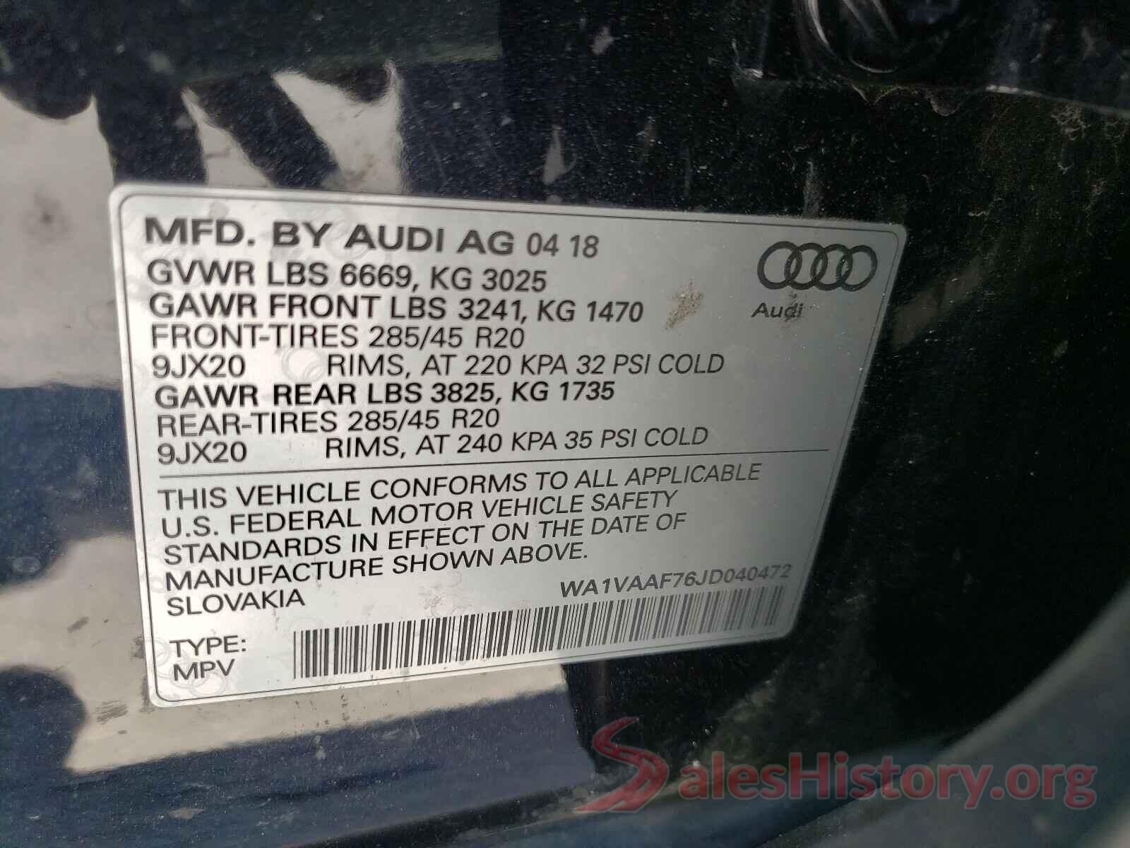 WA1VAAF76JD040472 2018 AUDI Q7