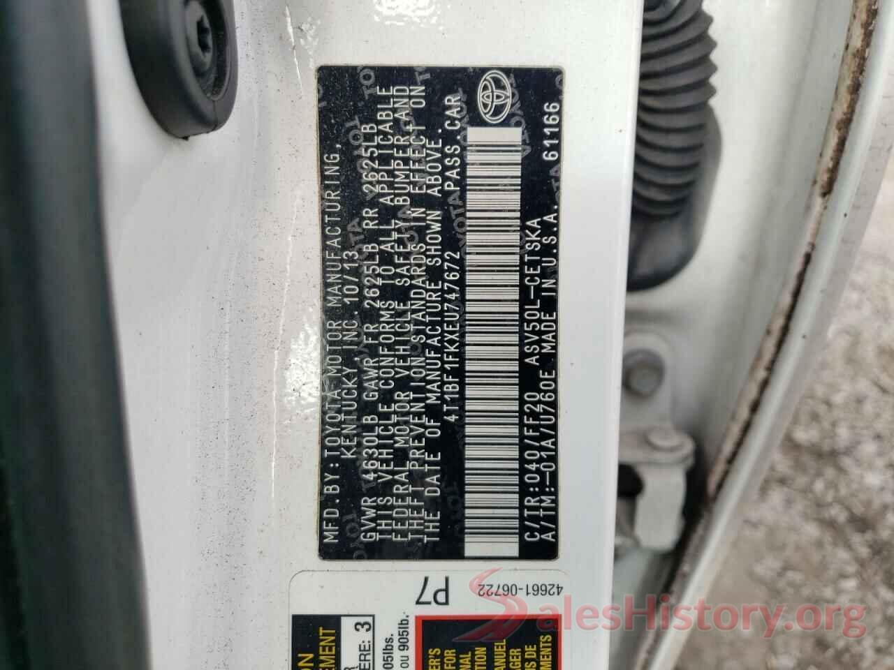 4T1BF1FKXEU747672 2014 TOYOTA CAMRY