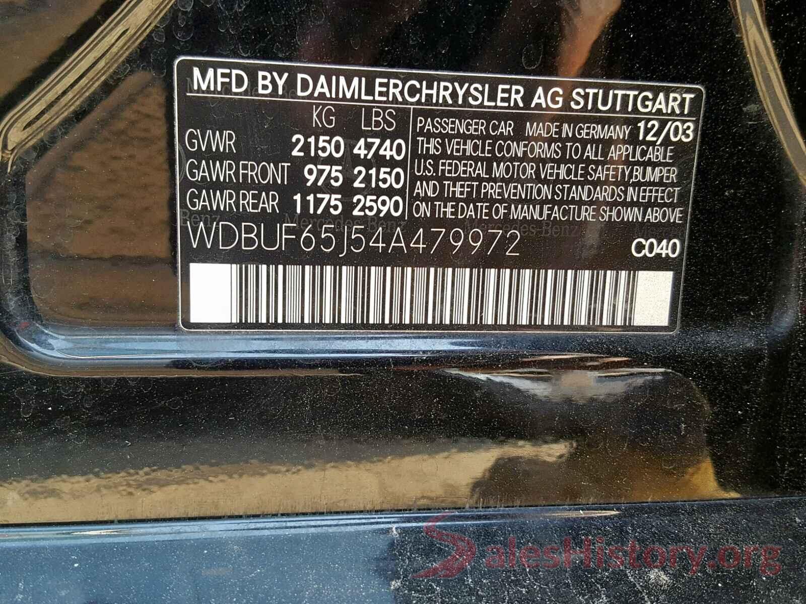 WDBUF65J54A479972 2004 MERCEDES-BENZ E CLASS