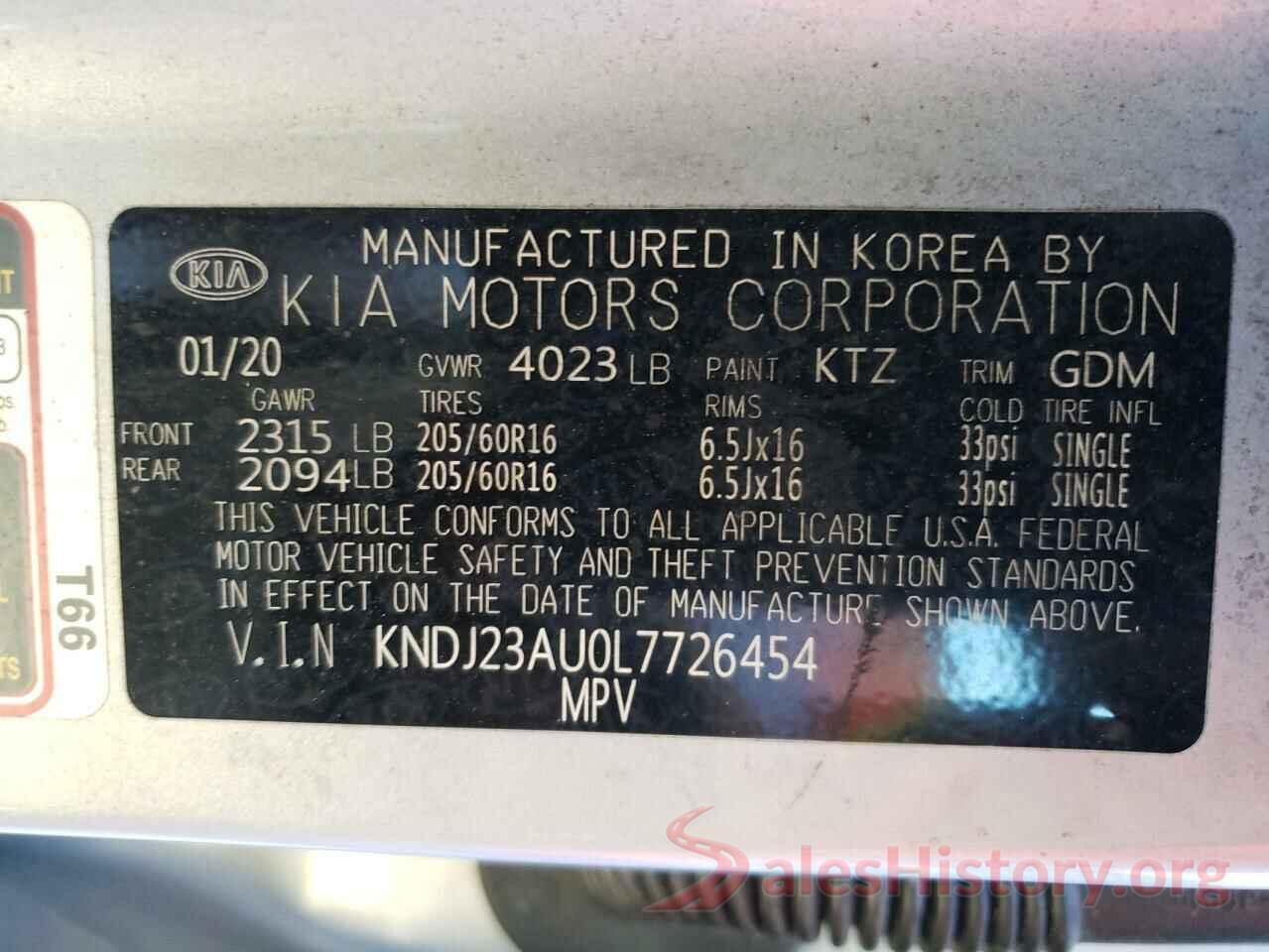 KNDJ23AU0L7726454 2020 KIA SOUL