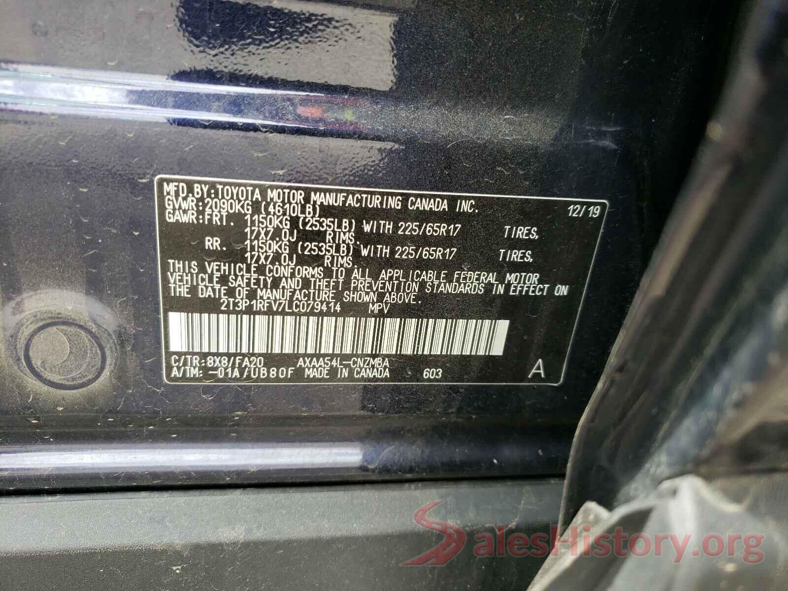 2T3P1RFV7LC079414 2020 TOYOTA RAV4