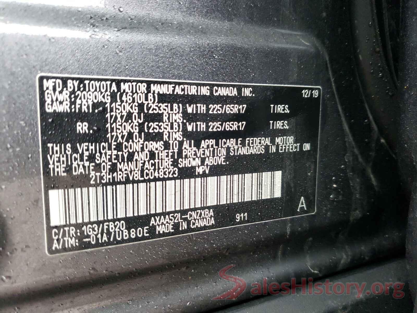 2T3H1RFV8LC048323 2020 TOYOTA RAV4