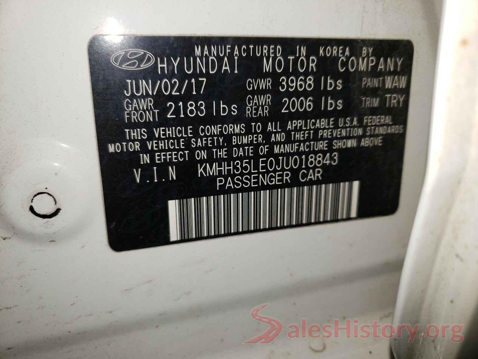 KMHH35LE0JU018843 2018 HYUNDAI ELANTRA