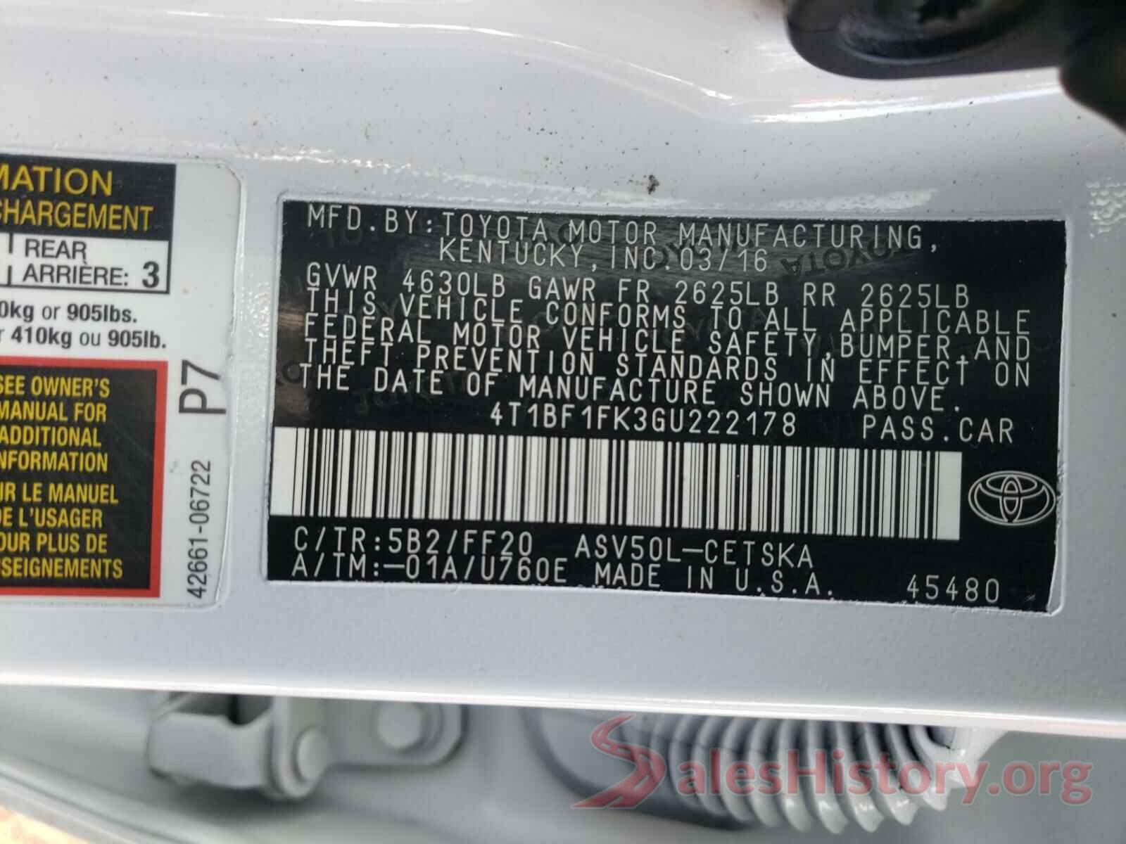 4T1BF1FK3GU222178 2016 TOYOTA CAMRY