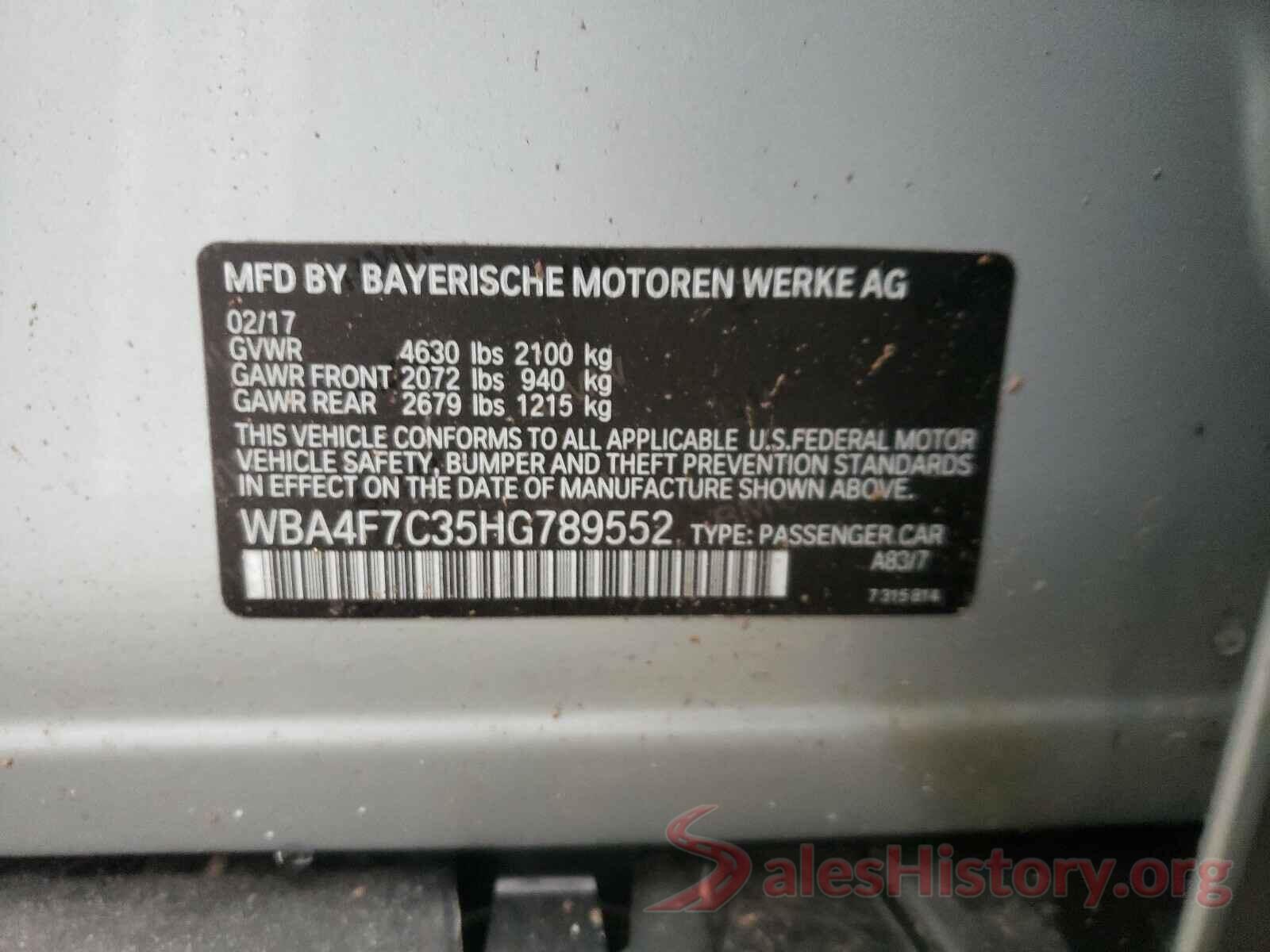 WBA4F7C35HG789552 2017 BMW 4 SERIES