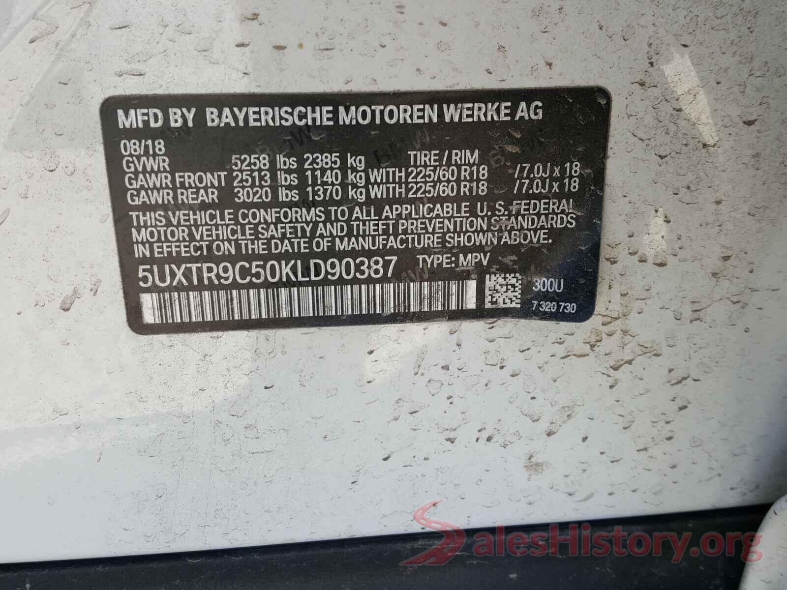 5UXTR9C50KLD90387 2019 BMW X3