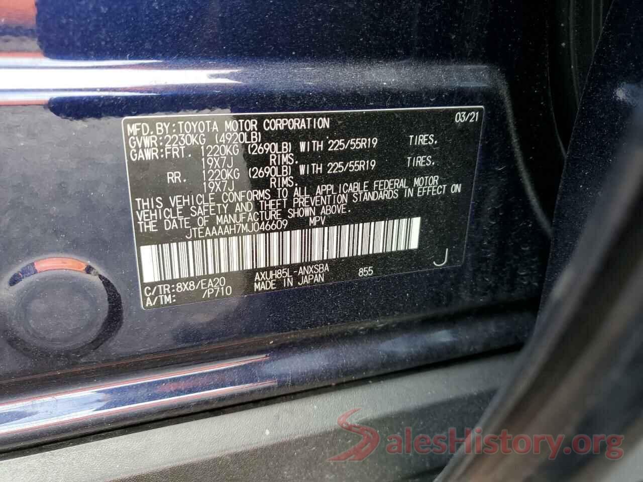 JTEAAAAH7MJ046609 2021 TOYOTA VENZA