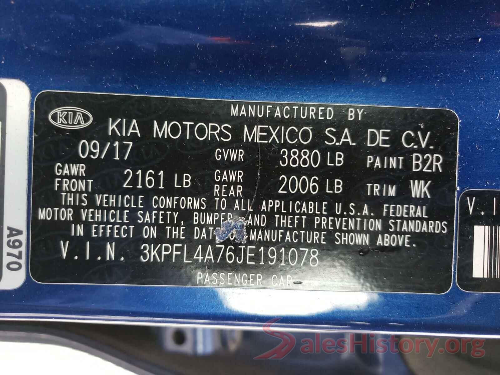 3KPFL4A76JE191078 2018 KIA FORTE