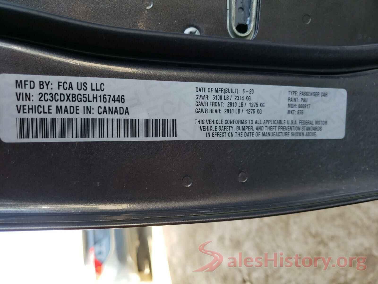 2C3CDXBG5LH167446 2020 DODGE CHARGER