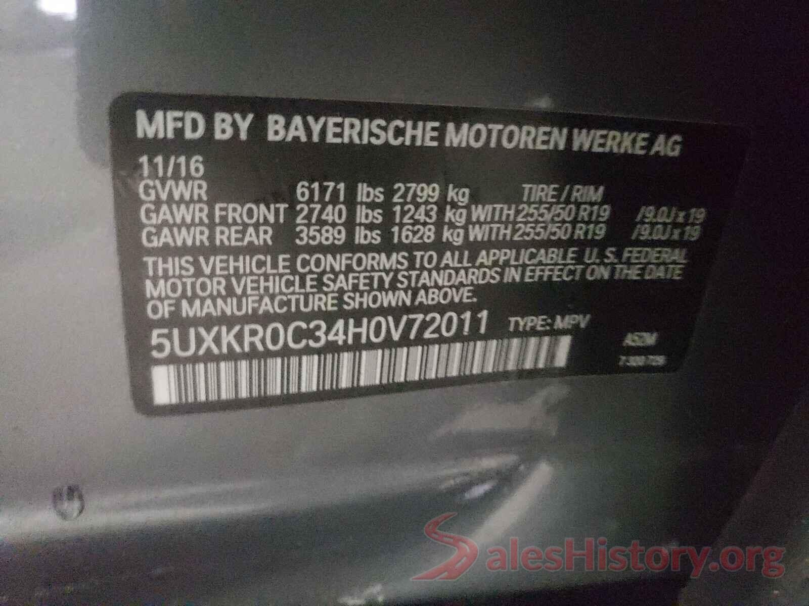 5UXKR0C34H0V72011 2017 BMW X5