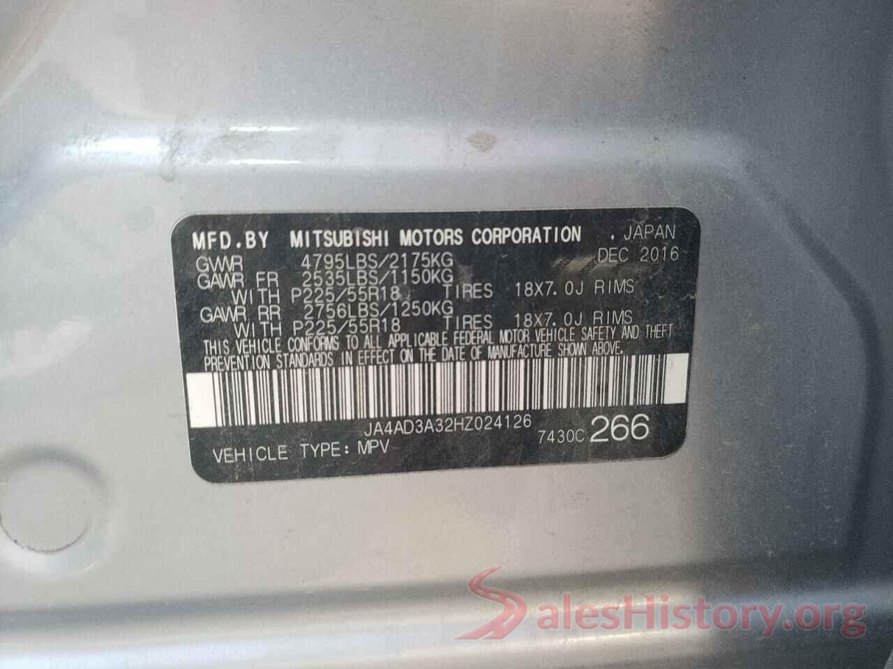 JA4AD3A32HZ024126 2017 MITSUBISHI OUTLANDER