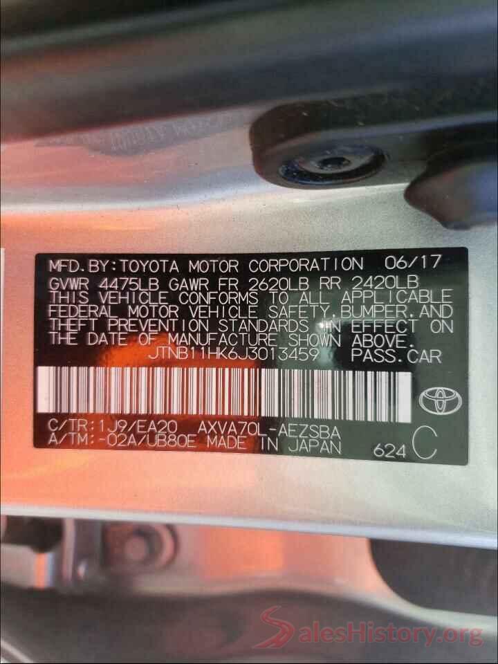 JTNB11HK6J3013459 2018 TOYOTA CAMRY