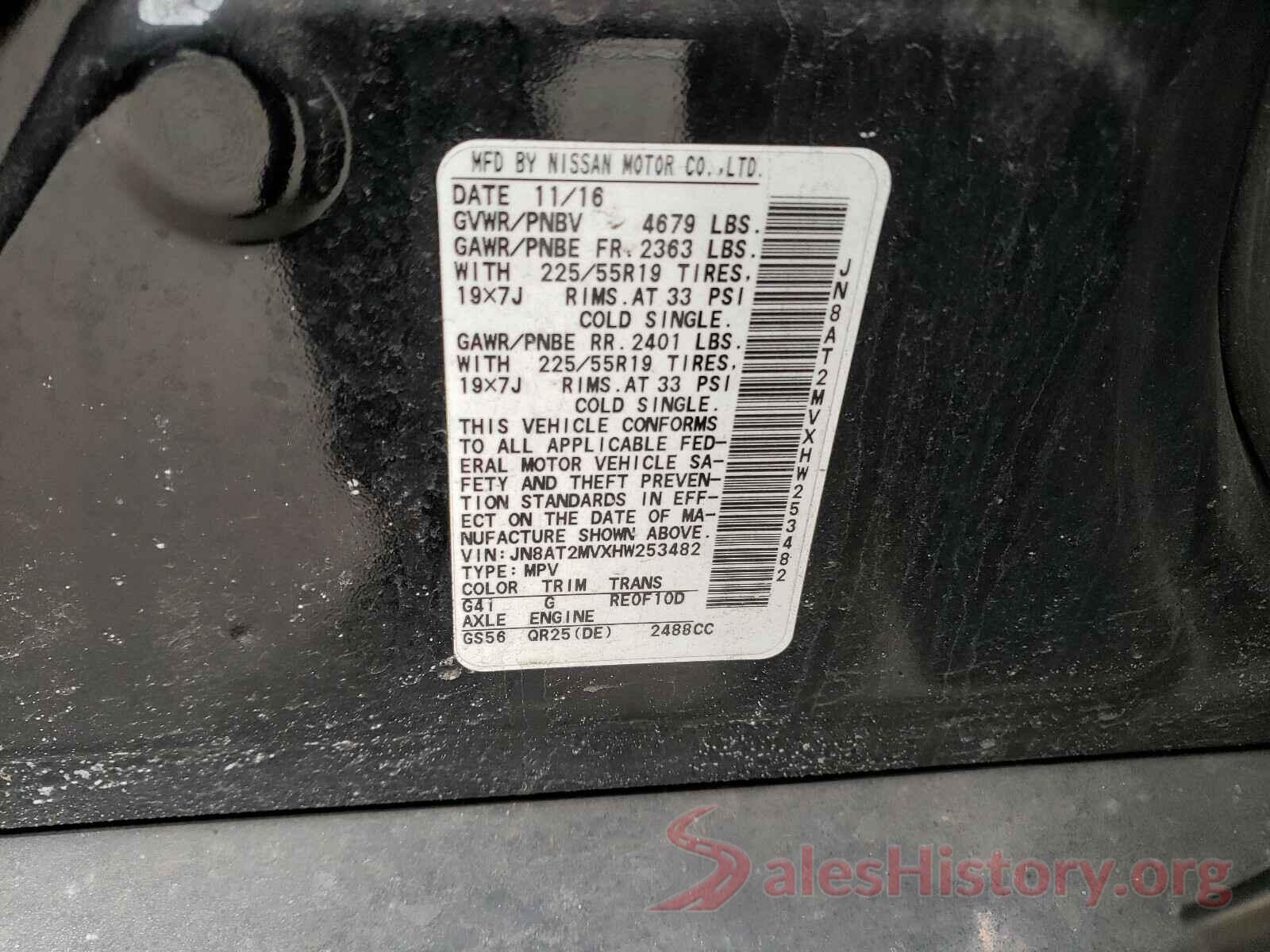 JN8AT2MVXHW253482 2017 NISSAN ROGUE