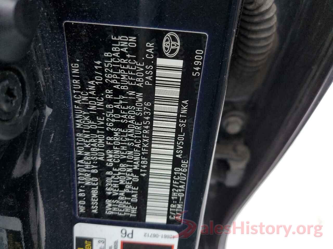 4T4BF1FKXFR454376 2015 TOYOTA CAMRY