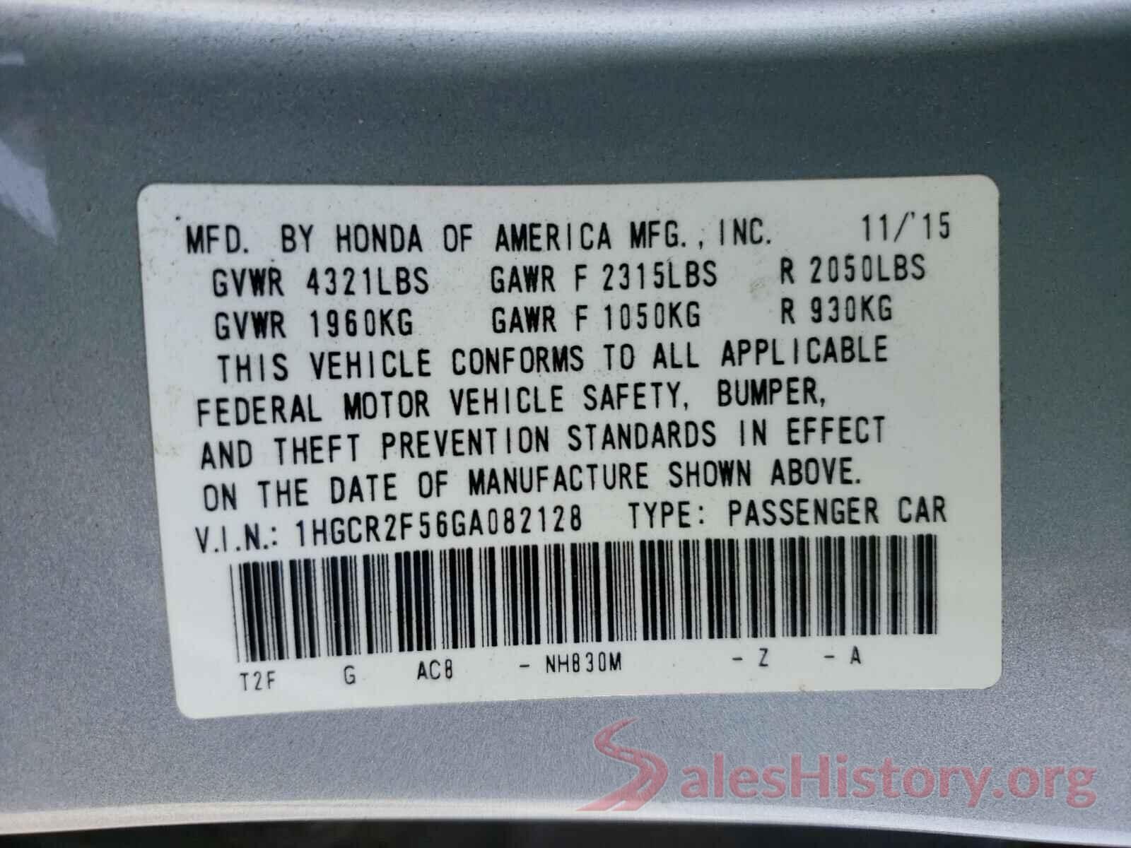 1HGCR2F56GA082128 2016 HONDA ACCORD