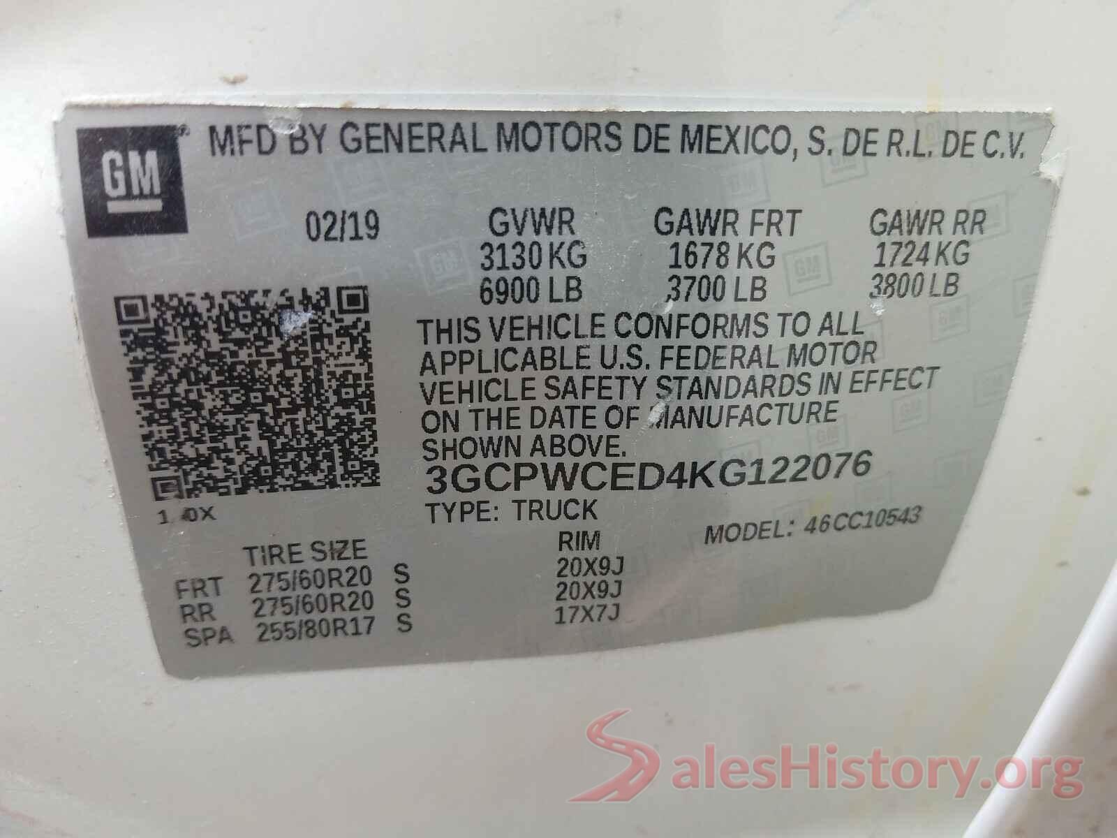 3GCPWCED4KG122076 2019 CHEVROLET SILVERADO