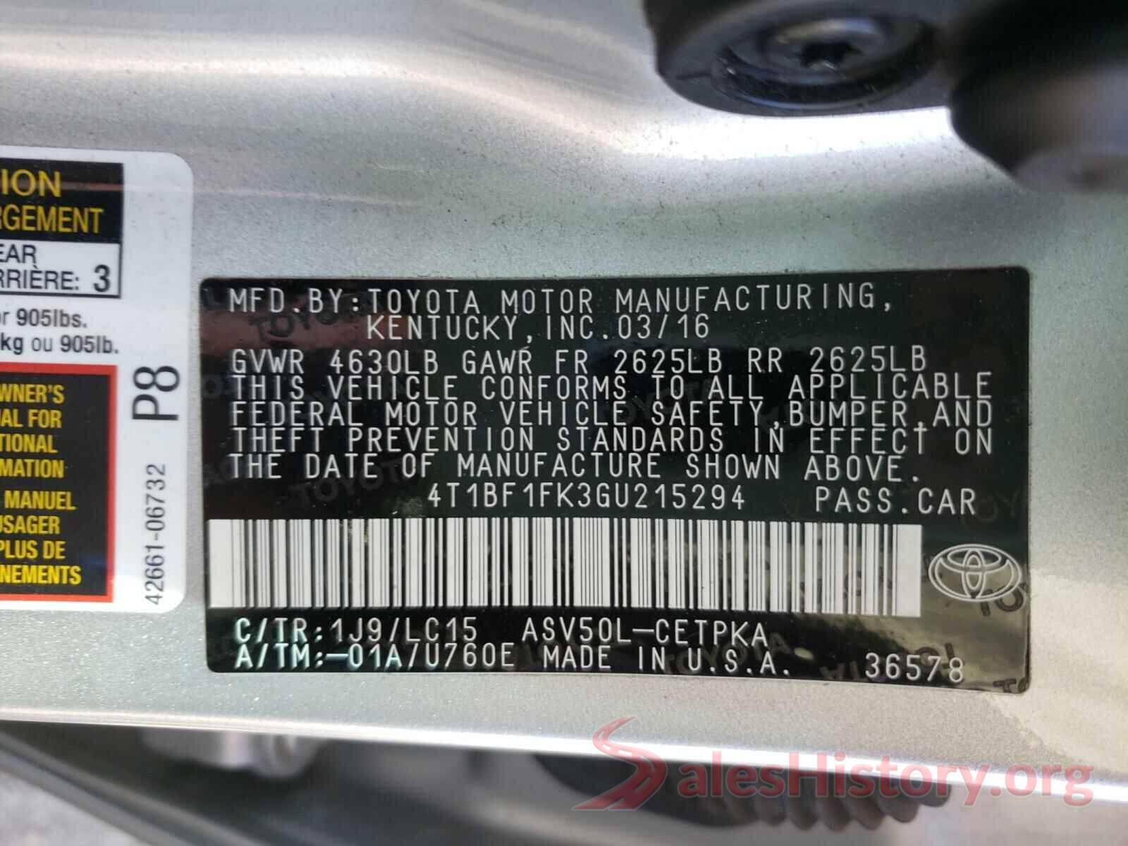 4T1BF1FK3GU215294 2016 TOYOTA CAMRY