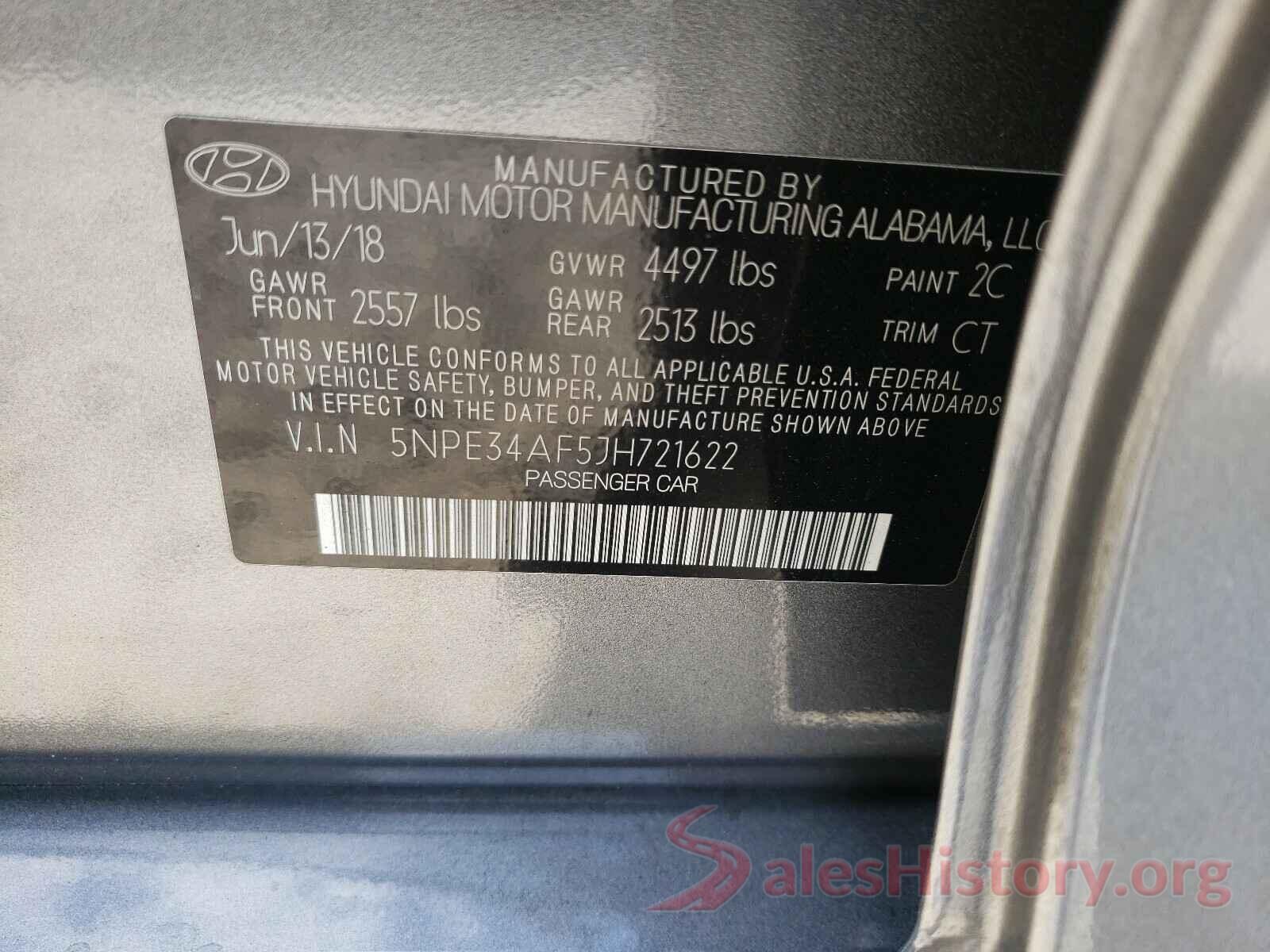 5NPE34AF5JH721622 2018 HYUNDAI SONATA