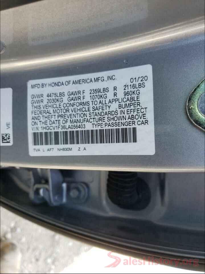 1HGCV1F36LA056403 2020 HONDA ACCORD