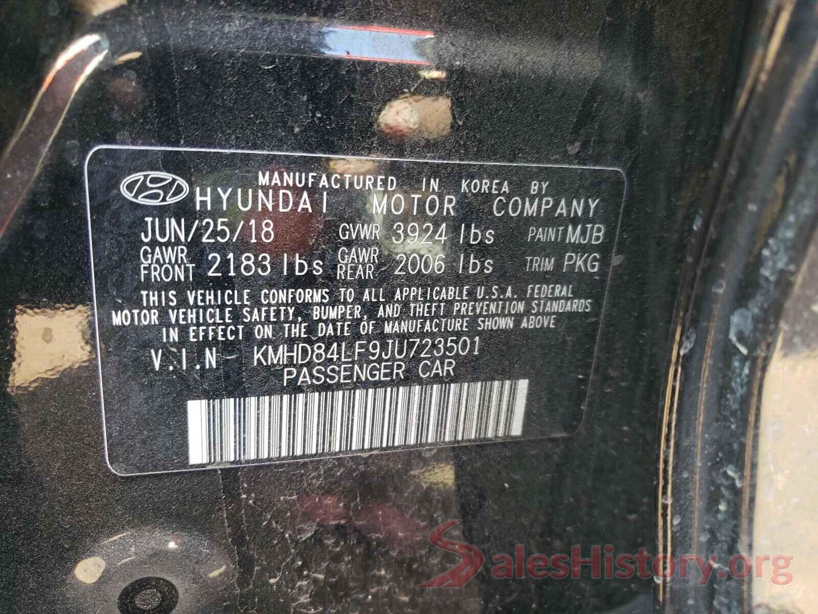 KMHD84LF9JU723501 2018 HYUNDAI ELANTRA