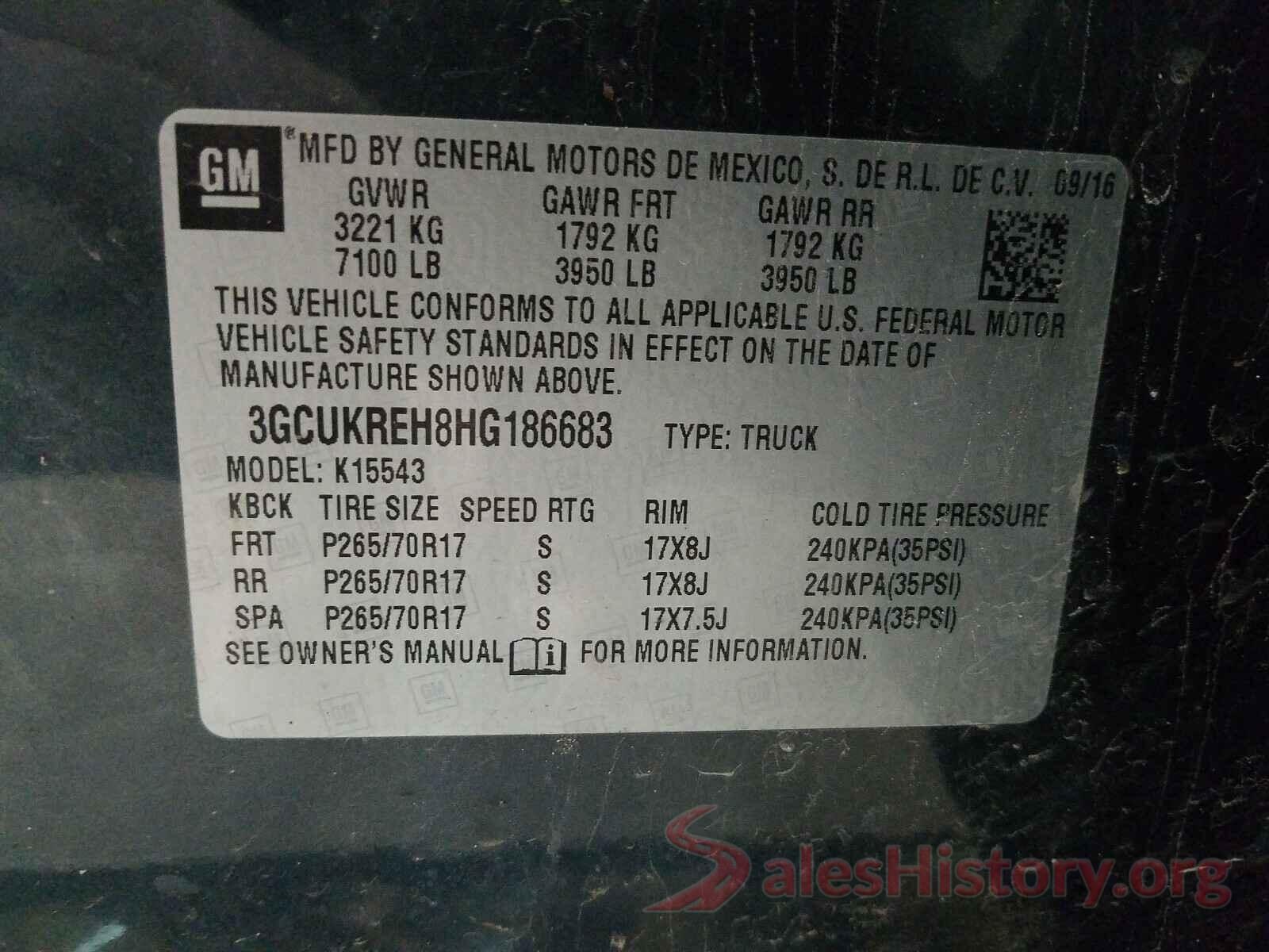 3GCUKREH8HG186683 2017 CHEVROLET SILVERADO