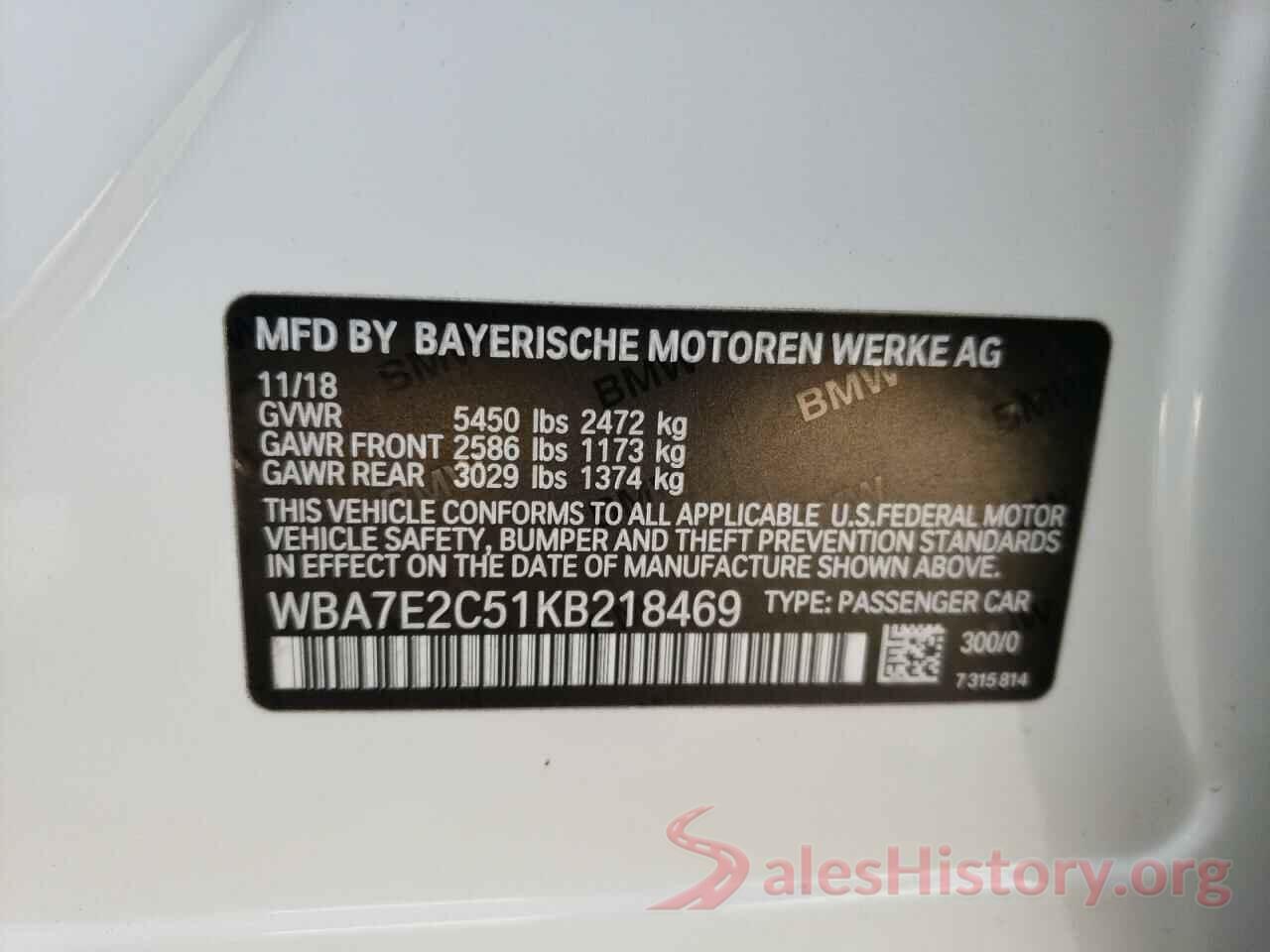 WBA7E2C51KB218469 2019 BMW 7 SERIES