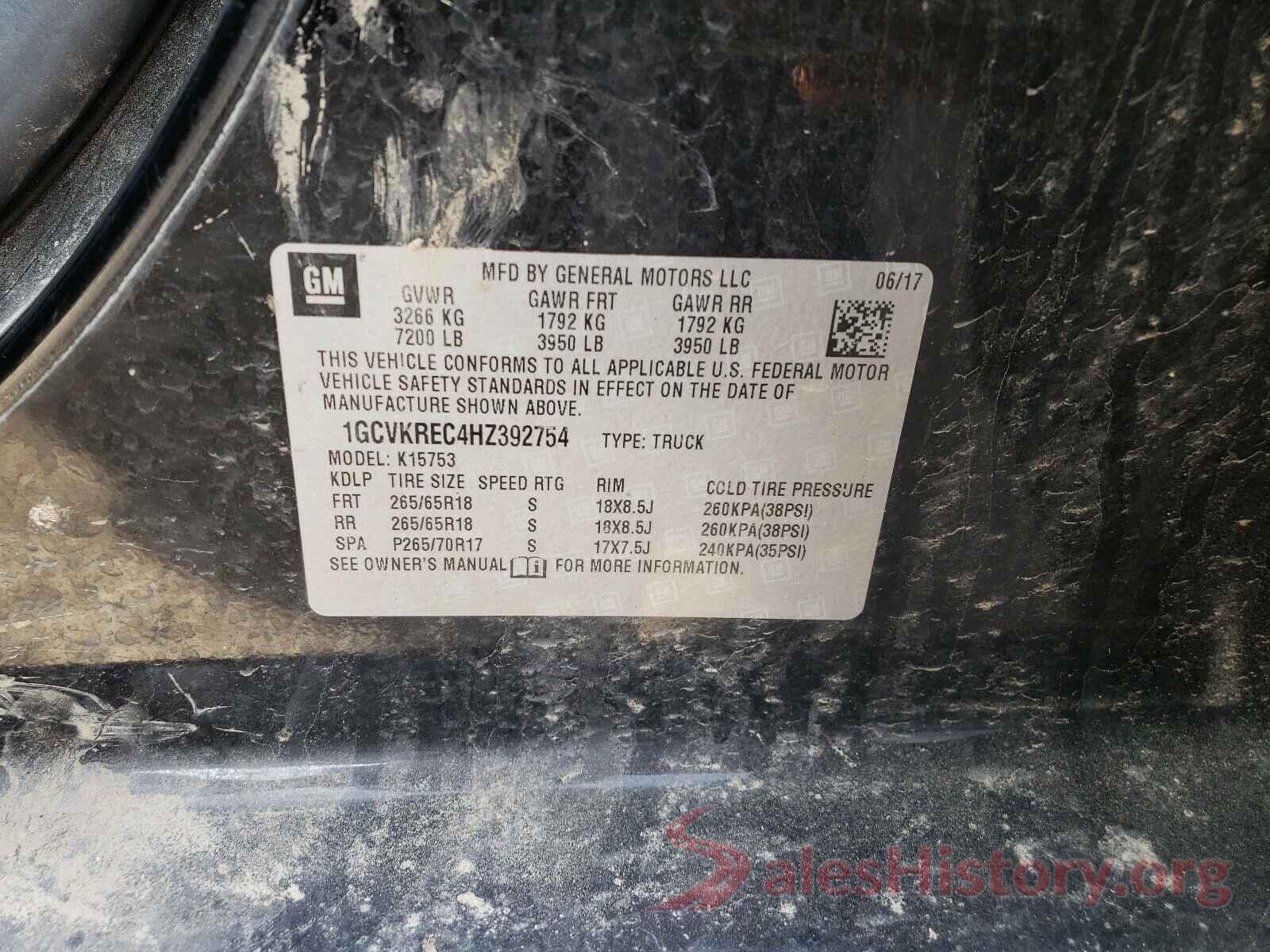 1GCVKREC4HZ392754 2017 CHEVROLET SILVERADO