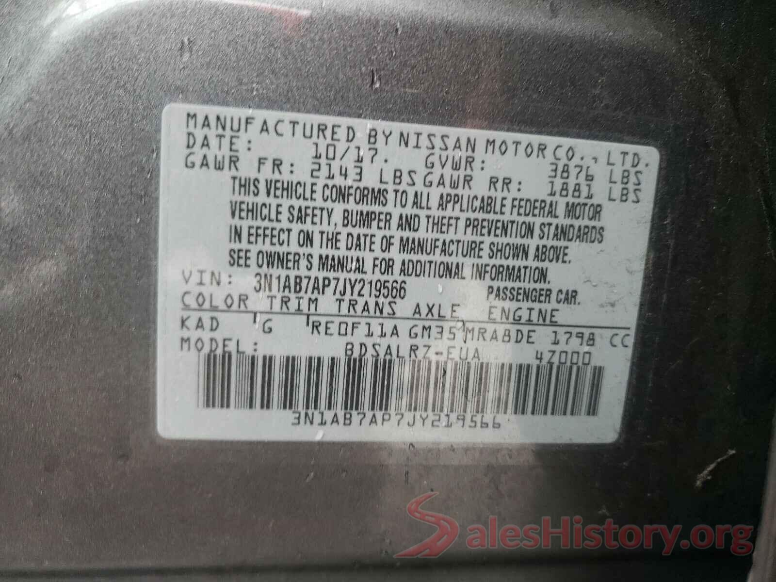 3N1AB7AP7JY219566 2018 NISSAN SENTRA